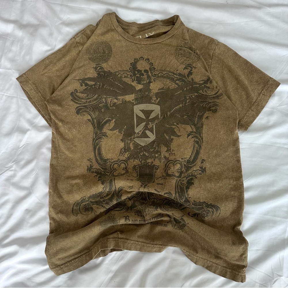 Helix Green Skull Short Sleeve Shirt‎ Modern Y2K Grunge Mens Medium